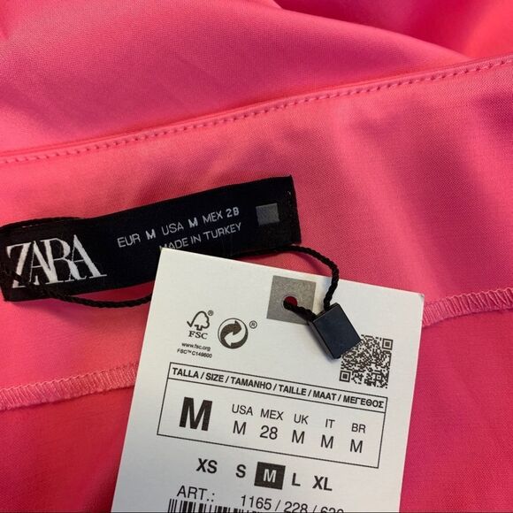 ZARA pink satin effect mini skirt Sz M NWT - Picture 8 of 12